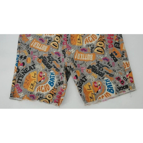 Born Primitive Men 'Jorts'Shorts Gray Cotton Blend Printed Buttery Bros Size 2XL - Picture 4 of 10